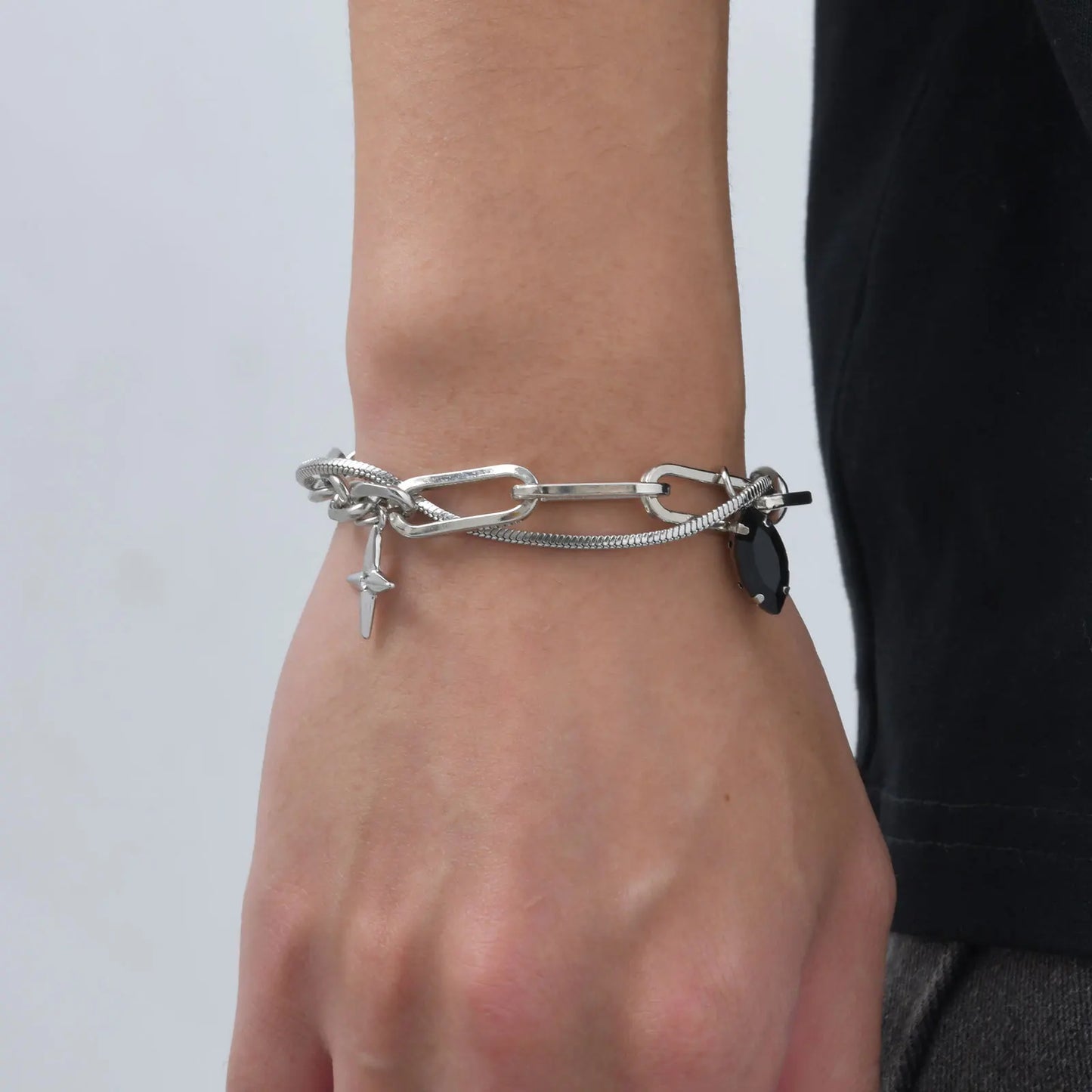 Vnox Snake Chain Paperclip Bracelet