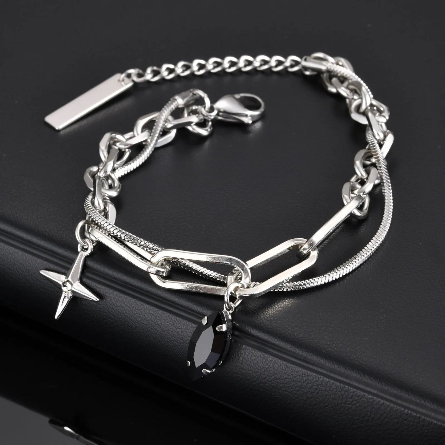Vnox Snake Chain Paperclip Bracelet