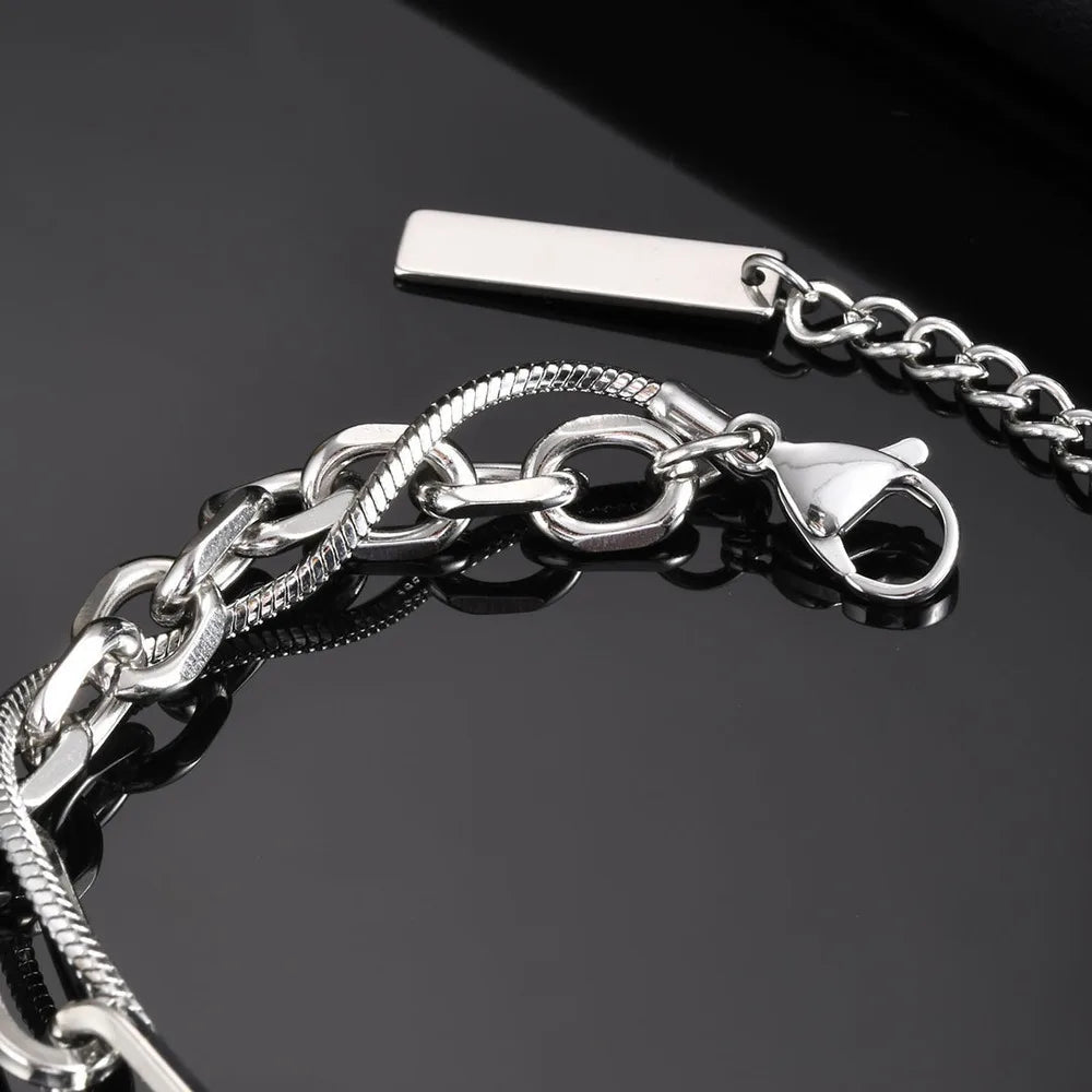 Vnox Snake Chain Paperclip Bracelet