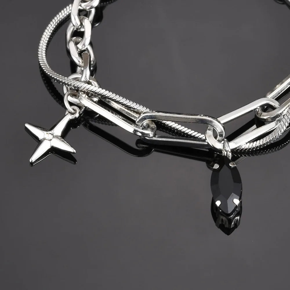 Vnox Snake Chain Paperclip Bracelet
